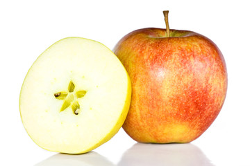 Fresh red apple and cuted green apple.