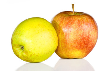 Green and red apples
