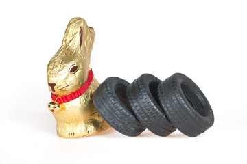Drei Reifen mit Osterhase