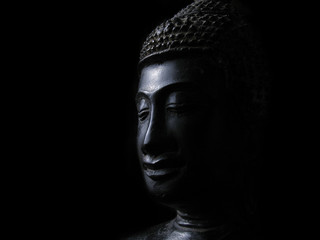 Buddha hedad on black background