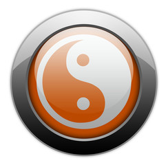 Orange Metallic Orb Button "Yin And Yang"