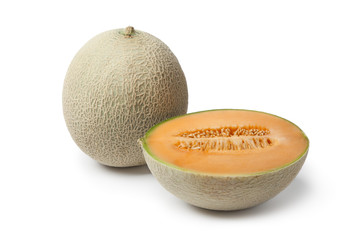 Whole and half Cantaloupe melon © Picture Partners