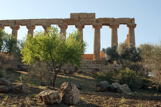 Particular of the Temple of Juno in the Valley of Temples,Sicily
