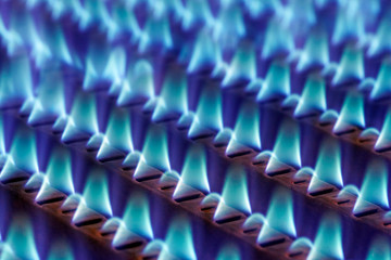gas flames in a heating installation