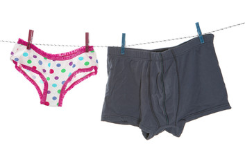 Underwear hanging on a clothesline