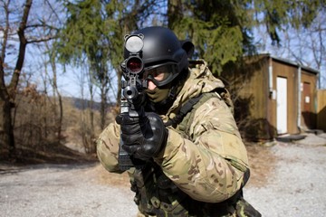 policeman pointing into the lens