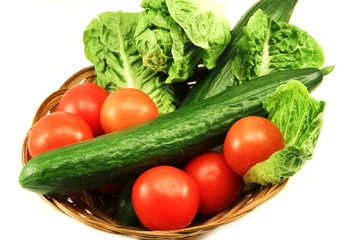 Salat , Tomaten und Gurke