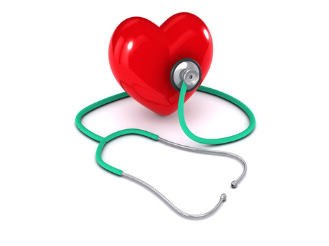 3d Heart and stethoscope