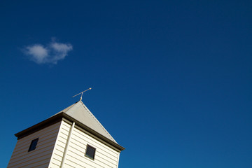 Arrow, direction, roof, blue sky