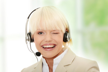 Call center woman with headset