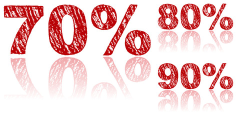 Sale Percentages Written in Red Chalk - Set 3 of 3