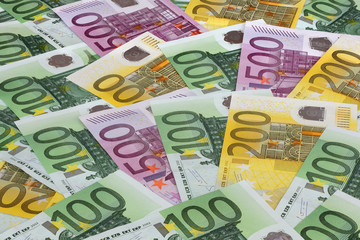 Euro banknotes background.
