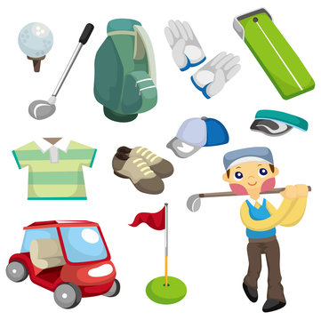 cartoon golf equipment icon