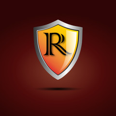 Logo shield initial letter R # Vector