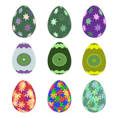 Set of nine easter eggs