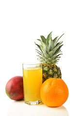 fresh tropical fruits and juice