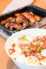 Salad with egg and chicken
