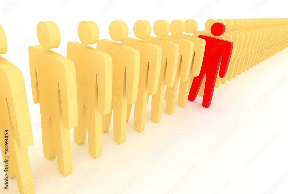 Poster concept of being unique in the crowd of ordinary.
