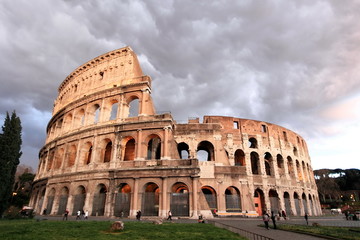 Fototapeta na wymiar storm approaching Colosseum in Rome