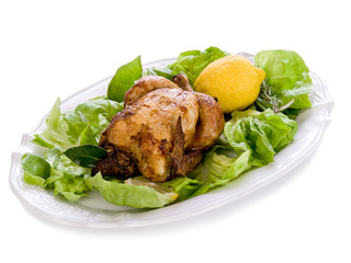 chicken with green salad -pollo arrosto e insalata