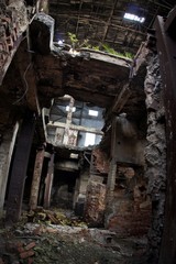 Abandoned Ruins of a former Factory. Creepy industrial building