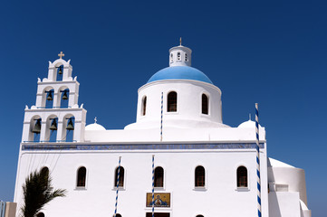 Obraz premium Church bells on Santorini island