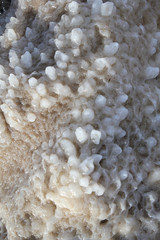 Dead Sea salt crystals and formations in the rocks