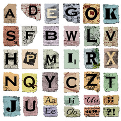 alfabeto vintage e segni d'interpunzione