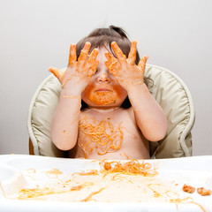 Happy funny messy eater