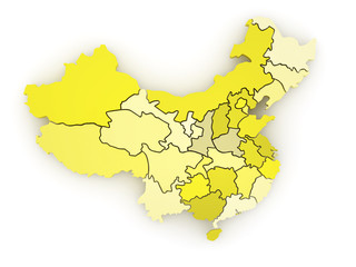 Obraz premium Three-dimensional map of China. 3d