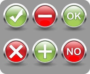 Check mark, Ok and No, positive and negative icon. Vector EPS ve