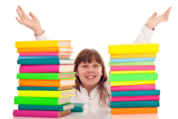 punctate girl with books