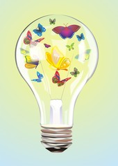 Vector butterflies in bulb