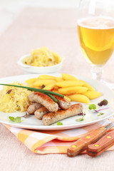 White sausage with sour cabbage