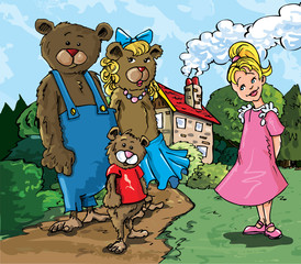 Cartoon of Goldilockes and the three bears