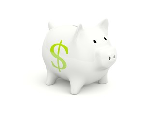 Piggy Bank with dollar sign isolated on white