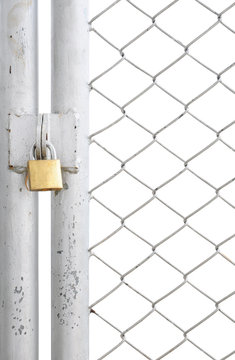 Chain Link Fence And Metal Door With Lock