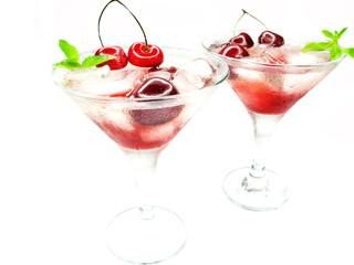 alcohol liqueur cocktail with cherry