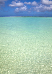Pacific ocean island  and blue clean water