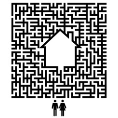 couple and house