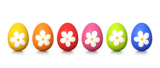 Colorful easter eggs with stylized flowers