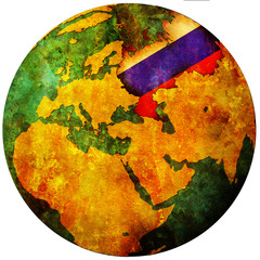 russia flag on globe map