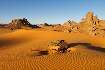 Akakus (Acacus) Mountains, Sahara, Libya at Sunrise