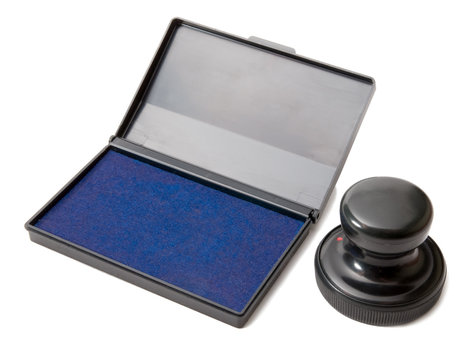 stamp with bliue ink pad