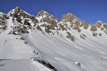 Fototapeta na wymiar costabella ridge peaks, dolomites