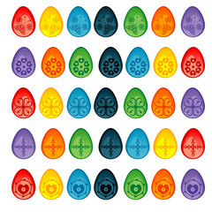 set of color easter eggs. Isolated on White Background.