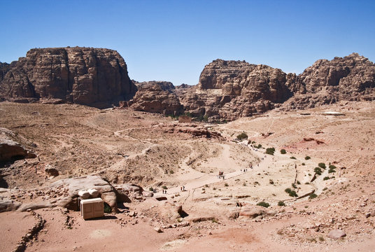 Nabatean temple or tomb town Petra, Jordan. Made by digging a ho