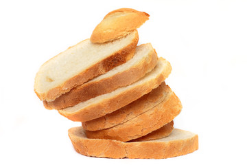 Irregularly set up sliced bread arrangement