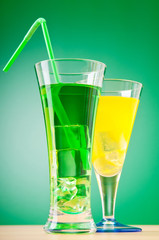 Colourful cocktail in glasses