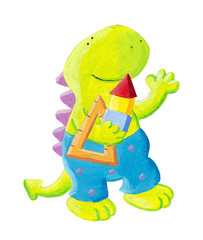 Fototapeta premium Little dragon mathematician